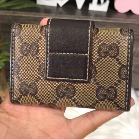 Gucci Heart Logo GG Canvas & Brown Leather 6 Key Ring Holder Key Case - Picture 2 of 8